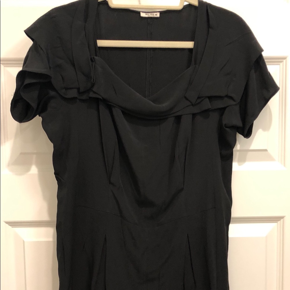 Miu Miu Silk Dress with Pleats Size IT 38 / Black